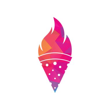 Sıcak pizza logosu tasarım şablonu. Hot Pizza logosu hipster eski model vektör şablonu. Hızlı Pizza Teslimatı logosu