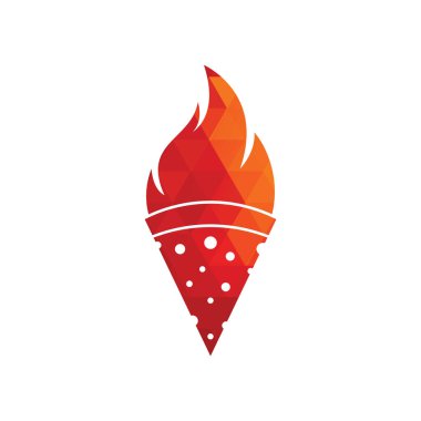 Sıcak pizza logosu tasarım şablonu. Hot Pizza logosu hipster eski model vektör şablonu. Hızlı Pizza Teslimatı logosu