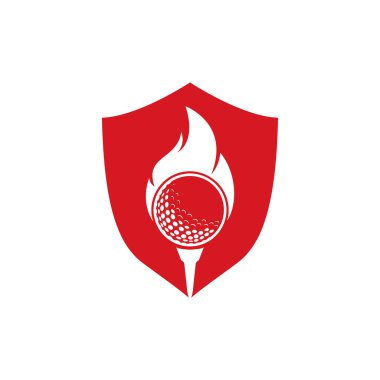 Golf Ateş Logosu Şablon Tasarım Vektörü. Ateş ve golf topu logosu tasarım simgesi.
