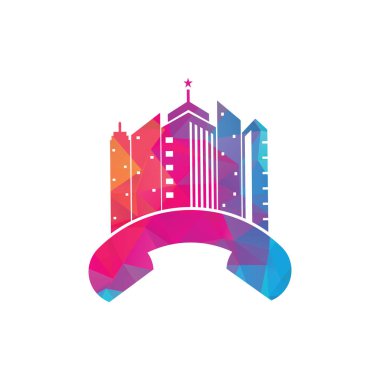 Şehir Çağrısı vektör logo tasarım şablonu. Telefon Şehri logosu tasarım kavramı.