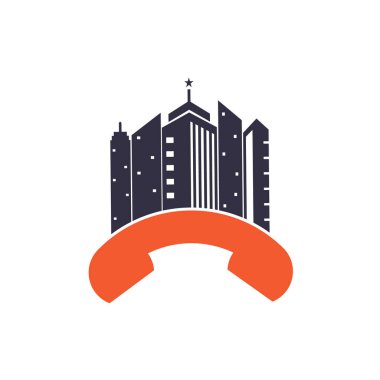 Şehir Çağrısı vektör logo tasarım şablonu. Telefon Şehri logosu tasarım kavramı.