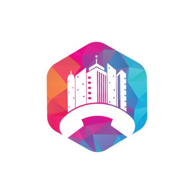 Şehir Çağrısı vektör logo tasarım şablonu. Telefon Şehri logosu tasarım kavramı.
