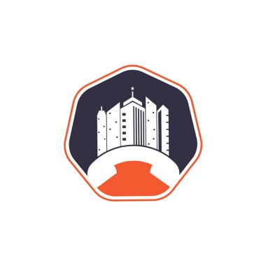 Şehir Çağrısı vektör logo tasarım şablonu. Telefon Şehri logosu tasarım kavramı.