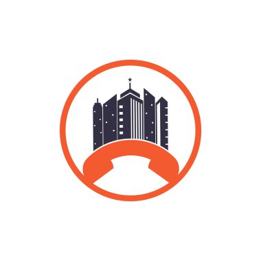 Şehir Çağrısı vektör logo tasarım şablonu. Telefon Şehri logosu tasarım kavramı.