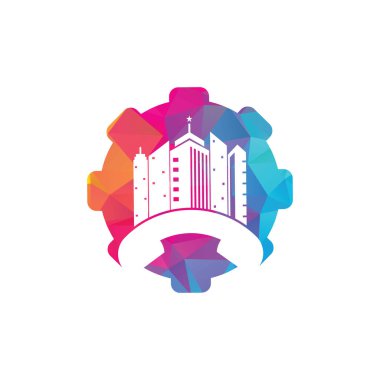 City Call vites şekilli konsept vektör logosu tasarım şablonu. Telefon Şehri logosu tasarım kavramı