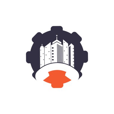 City Call vites şekilli konsept vektör logosu tasarım şablonu. Telefon Şehri logosu tasarım kavramı