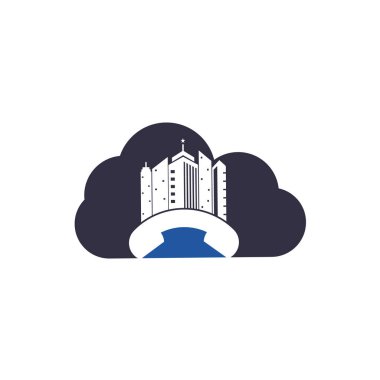 Şehir Çağrısı Bulut şekilli konsept vektör logosu tasarım şablonu. Telefon Şehri logosu tasarım kavramı.