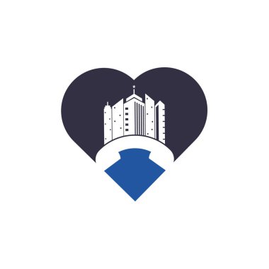 City Call kalp şekli konsept vektör logo tasarım şablonu. Telefon Şehri logosu tasarım kavramı.