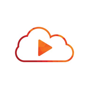 Video Bulut Logosu Tasarım Şablonu. Bulut Oynat Multimedya Logo Şablonu.