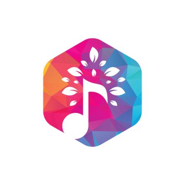 Müzik ağacı logosu tasarımı. Müzik ve eko sembolü veya ikon. müzik notası simgesi ağaç şekli simgesi ile birleştir