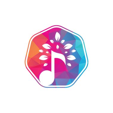 Müzik ağacı logosu tasarımı. Müzik ve eko sembolü veya ikon. müzik notası simgesi ağaç şekli simgesi ile birleştir