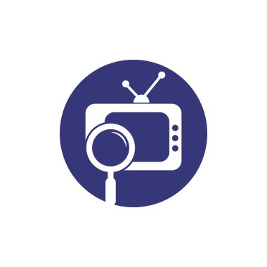 Kanal Logo Şablonu Tasarım Vektörünü Bul. Televizyon kanalı logo şablonu çizimi aranıyor. TV kanalı arama logo vektörü simgesi