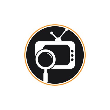 Kanal Logo Şablonu Tasarım Vektörünü Bul. Televizyon kanalı logo şablonu çizimi aranıyor. TV kanalı arama logo vektörü simgesi