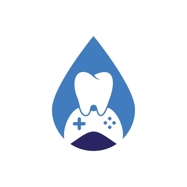 Dental Spil Drop Form Koncept Logo Icon Design Tand Konsol – Stock-vektor