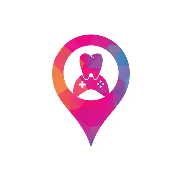 Dental Game Map Pin Shape Concept Logo Icon Design Design — Stockvektor