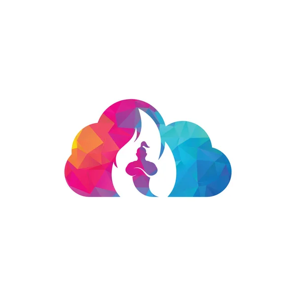 Modèle Conception Logo Forme Nuage Génie Feu — Image vectorielle