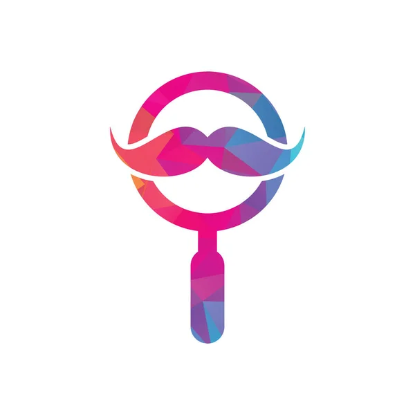 Suche Schnurrbart Logo Design Vorlage Schnurrbart Und Lupe Für Ein — Stockvektor