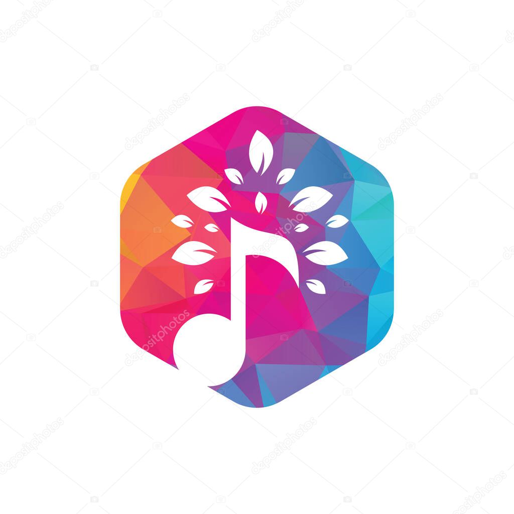 Music tree logo design. Music and eco symbol or icon. music note icon combine with tree shape icon