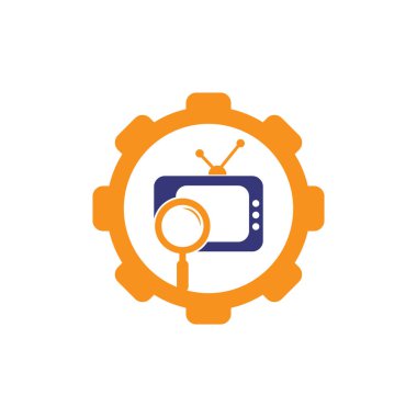 Kanal vites biçimli Logo Şablonu Tasarım Vektörünü Bul. TV kanalı arama logo vektörü simgesi