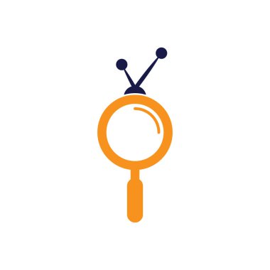 Kanal Logo Şablonu Tasarım Vektörünü Bul. Televizyon kanalı logo şablonu çizimi aranıyor. TV kanalı arama logo vektörü simgesi