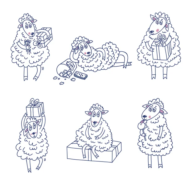 Koyun yeni yıl doodle vektör