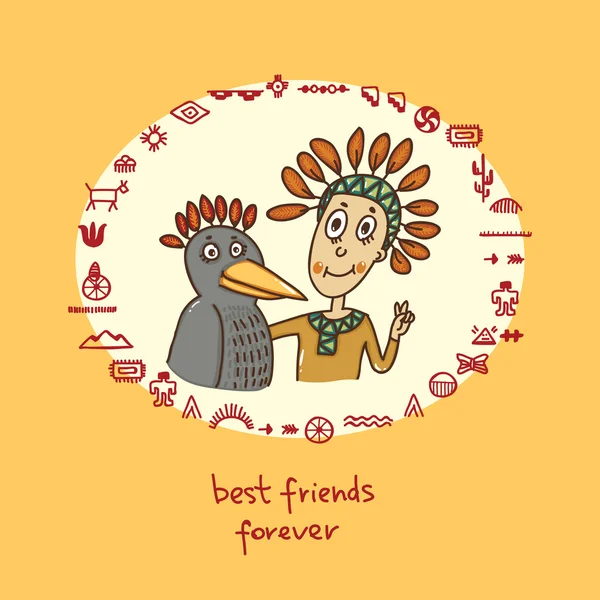 Indian boy vector friends — Stock Vector