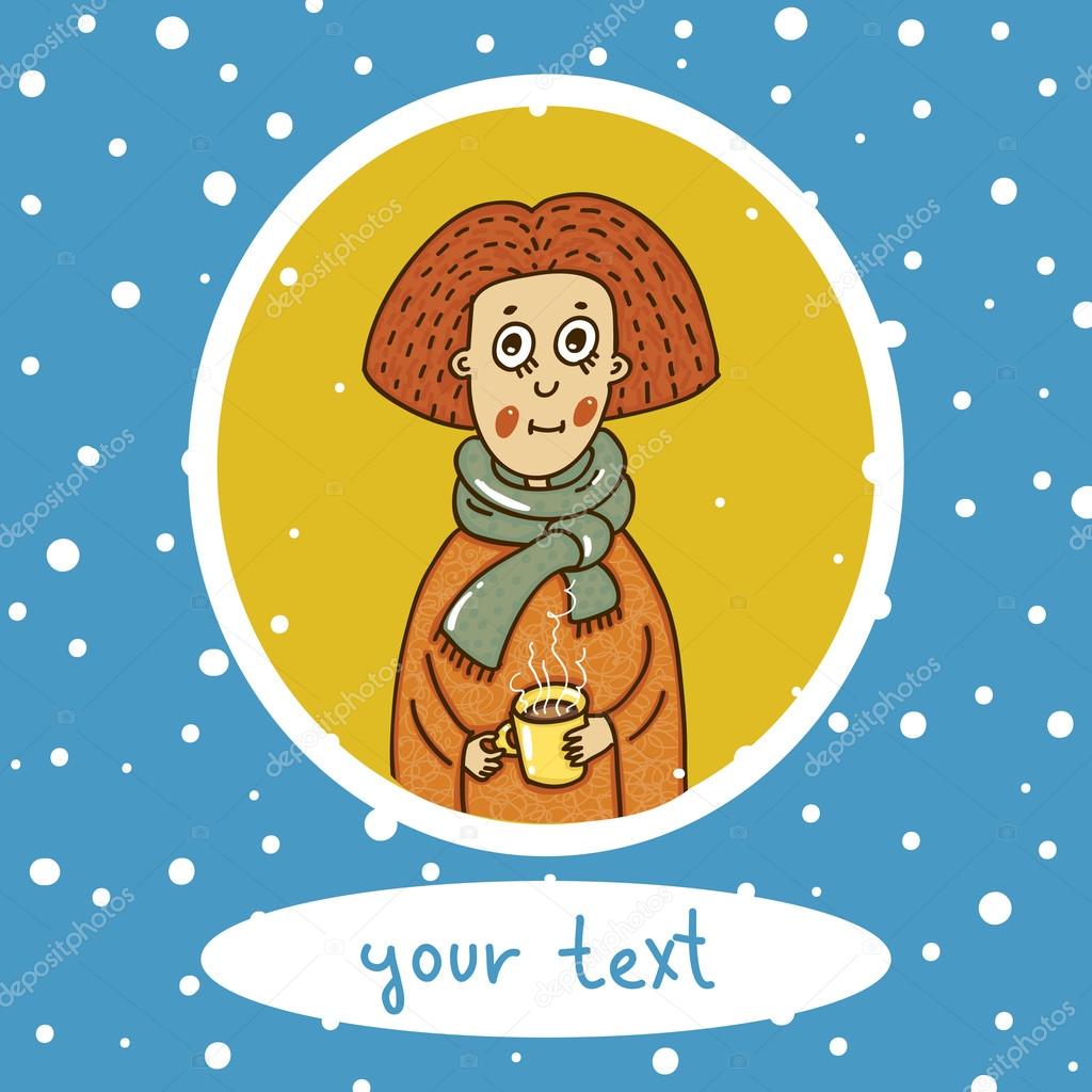 Girl  tea winter vector