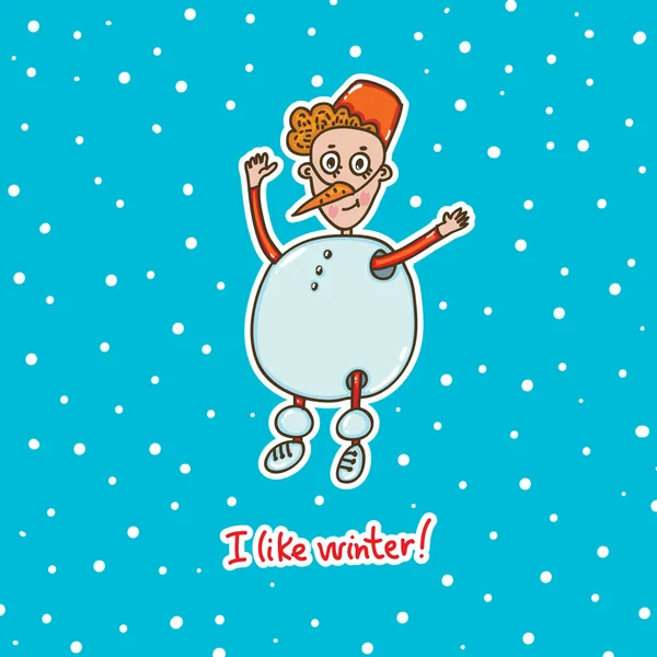 Muñecos de nieve vector invierno chico — Vector de stock
