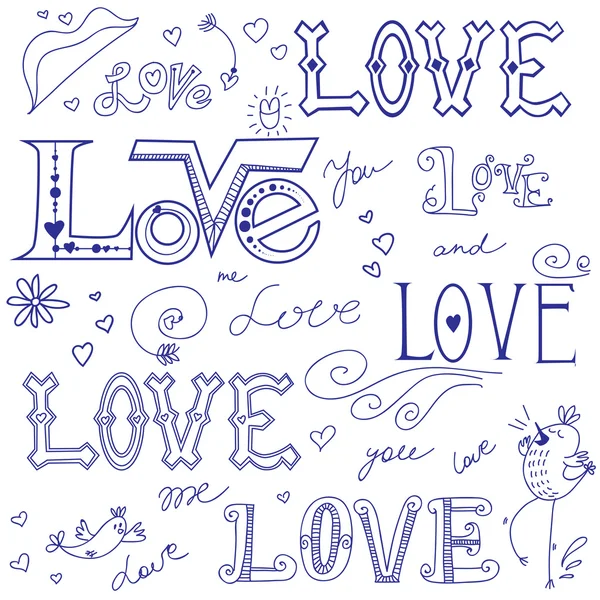 Valentijnsdag love doodle vector — Stockvector