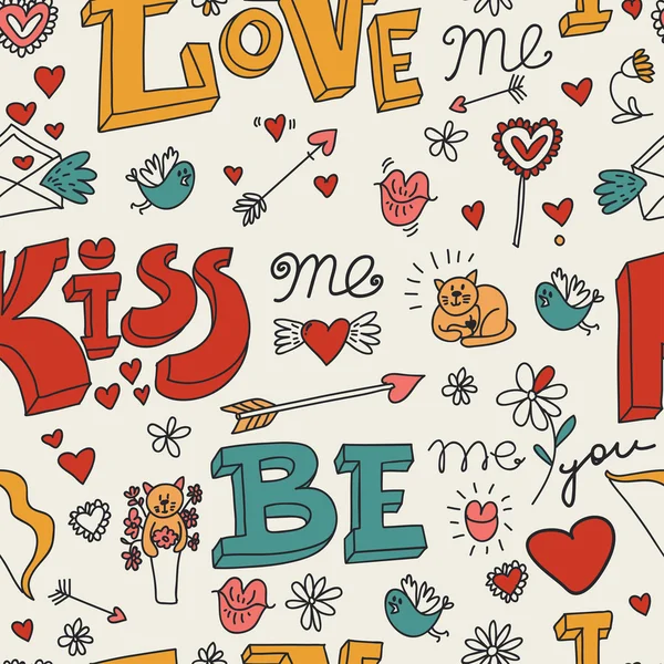 Vektorové pozadí lásky Valentýna doodle — Stockový vektor