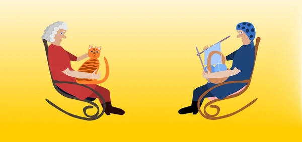 Two elderly women in rocking chairs — Stock Illustration Two elderly women in rocking chairs Royalty Free Stock Illustrations
