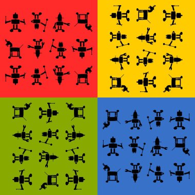 döşeme mümkün robotlar silhouetts deseni