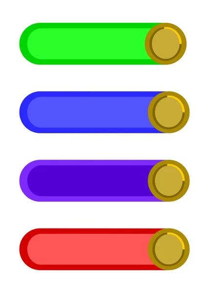 Čtyři jednoduché stylizované barevné web tlačítek — Stockový vektor