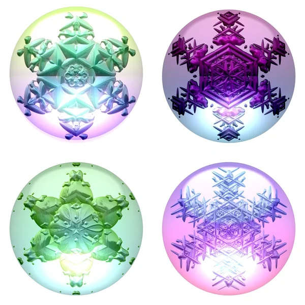 Decoratieve globes met sneeuwvlokken — Stockfoto