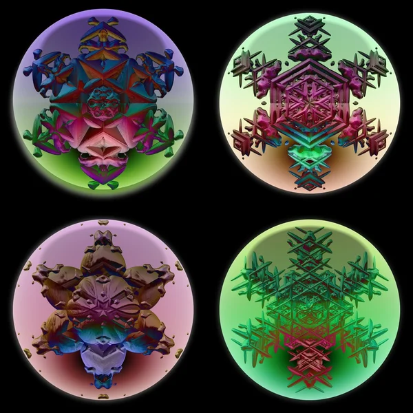 Flocos de neve ornamentais em esferas de vidro — Fotografia de Stock