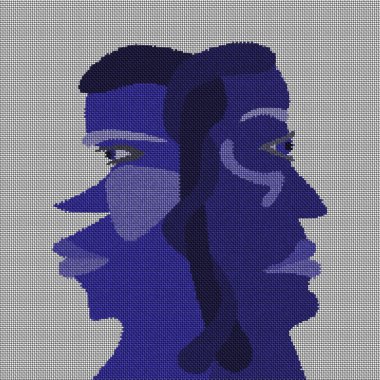 İki kafa - şizofreni kumaş doku soyut gerçeküstü illüstrasyon yüzler