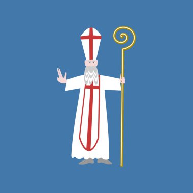 Saint Nicolas üzerinde mavi arka plan izole