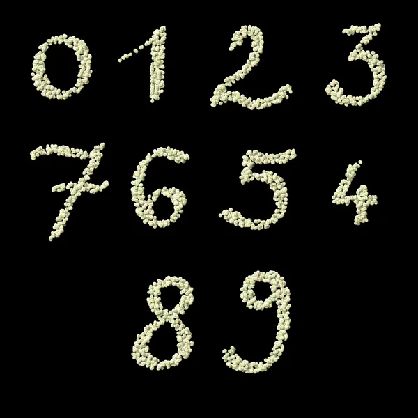 Numerieke cijfers van ruwe civetkat koffie bonen — Stockfoto