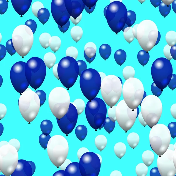 Blue white party balloons seamless pattern on bright blue background — Stock Photo, Image