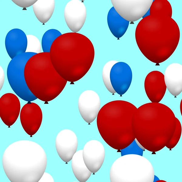 Red blue white air party balloons on bright blue background — Stock Photo, Image