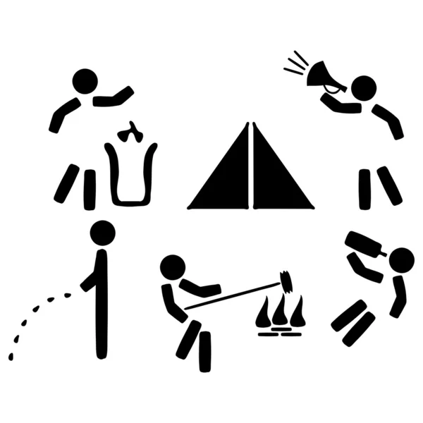 Set icons of camping rules — Stock Vector