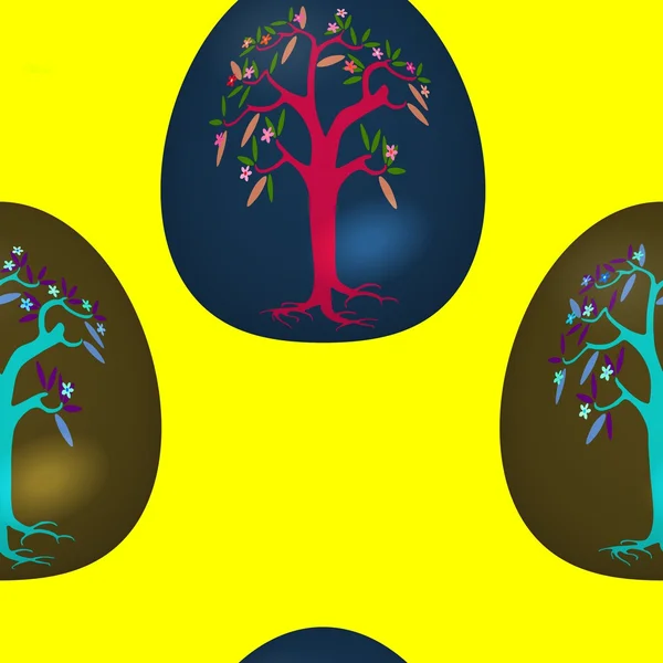 Modello senza cuciture con uova di Pasqua decorate — Foto Stock