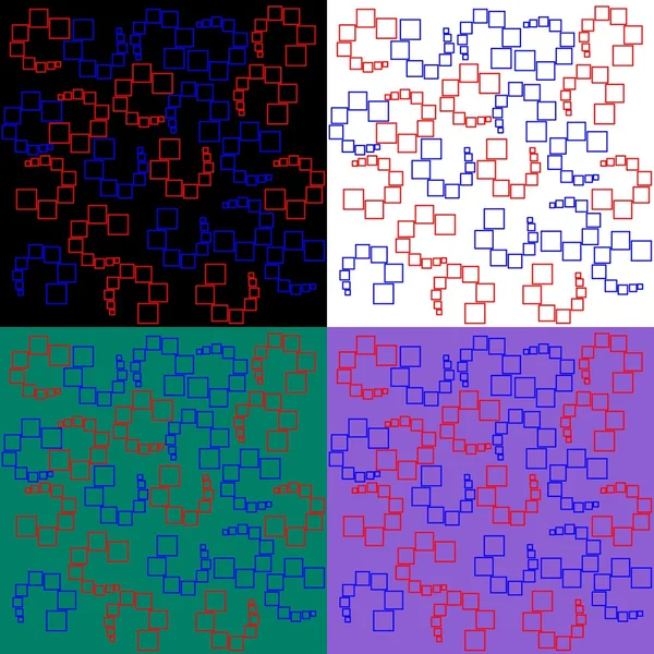 青と赤のシンプルなラインの正方形抽象的な背景 — ストックベクタ