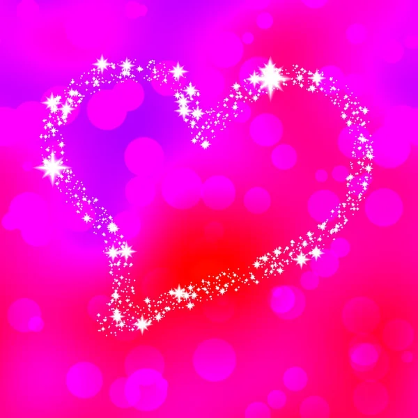 Corazón suave compuesto de estrellas sobre fondo rosa bokeh — Foto de Stock