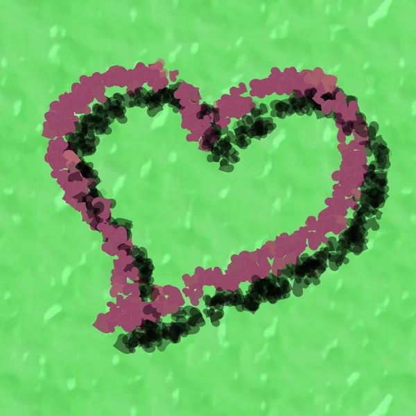 Compuesto viejo corazón de rosa sobre fondo verde — Foto de Stock