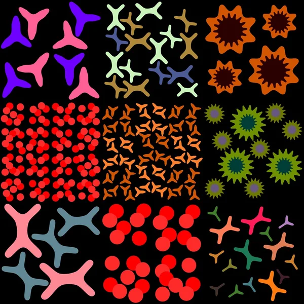 Conjunto de fondos coloridos abstractos con motivo de investigación estilizado — Vector de stock