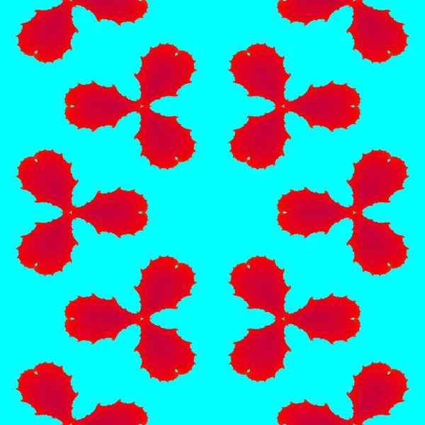 Red shamrocks on a turquoise background endless pattern — Stock Photo, Image