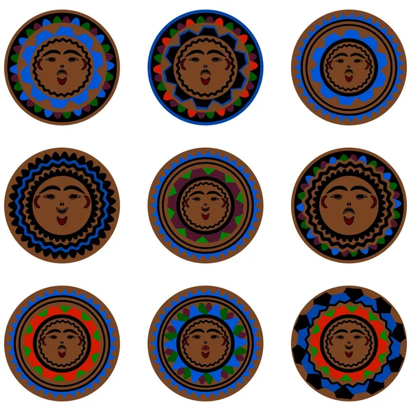 Kolekce stylizované masky ve stylu indiánské kultury — Stockový vektor