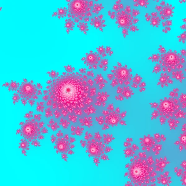 Patrón rosado fractal rosa sobre fondo azul brillante — Foto de Stock