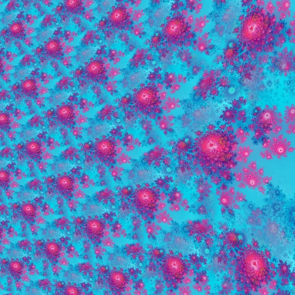 Pembe fraktal rosebud desen parlak mavi zemin üzerine — Stok fotoğraf